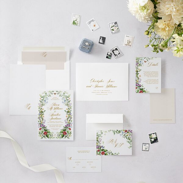 Opulent Garden Wedding Invitations Scottish Green Signature Blank No Standard