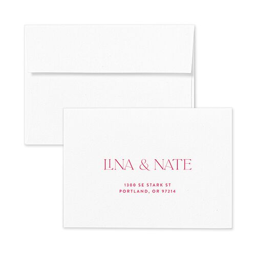Hawaiian Tropical Orchid Oval Wedding Response Card Standard Envelopes White Crimson Return Address Signature Standard