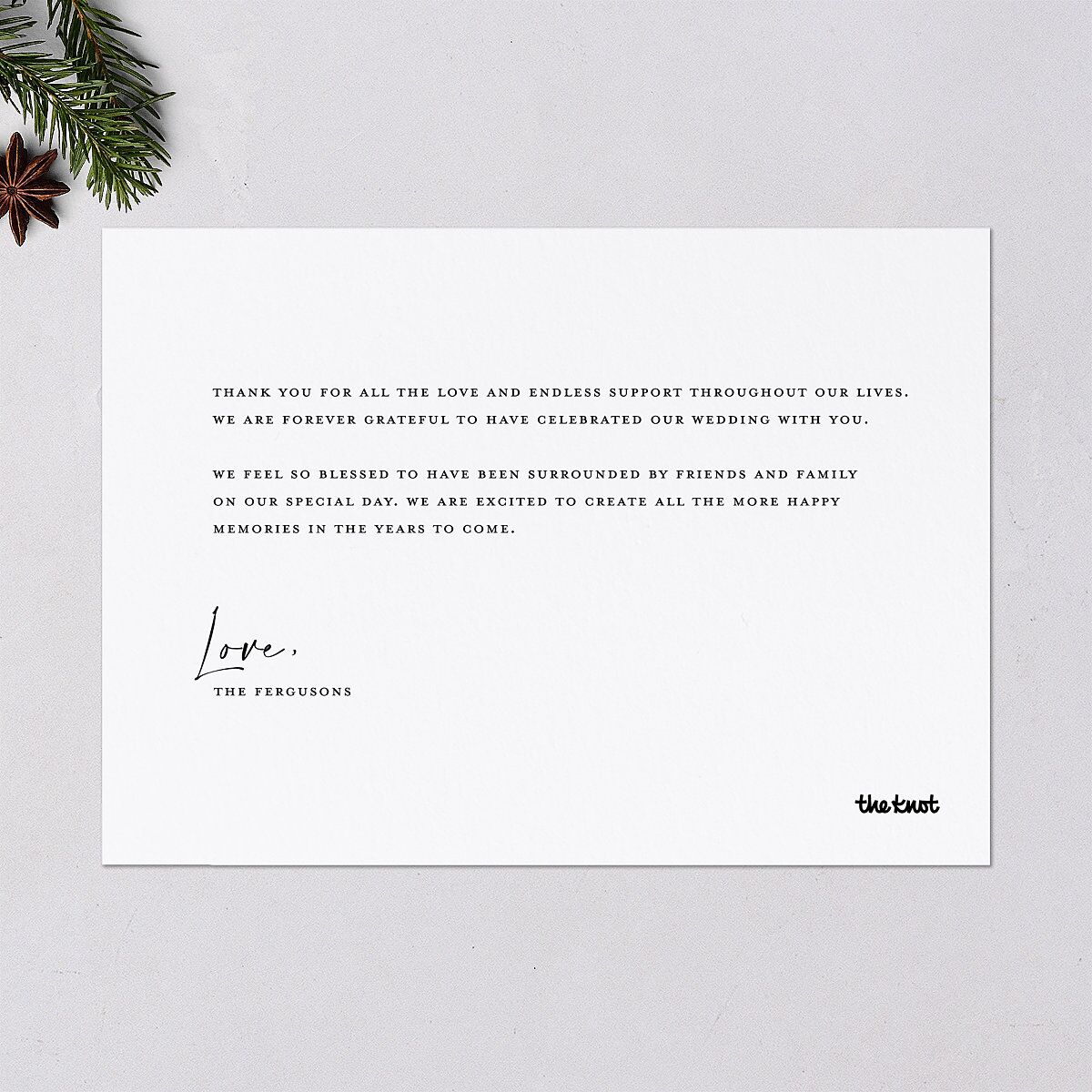 Scripted Thanks Holiday Cards Pure White Signature Blank Standard Landscape
