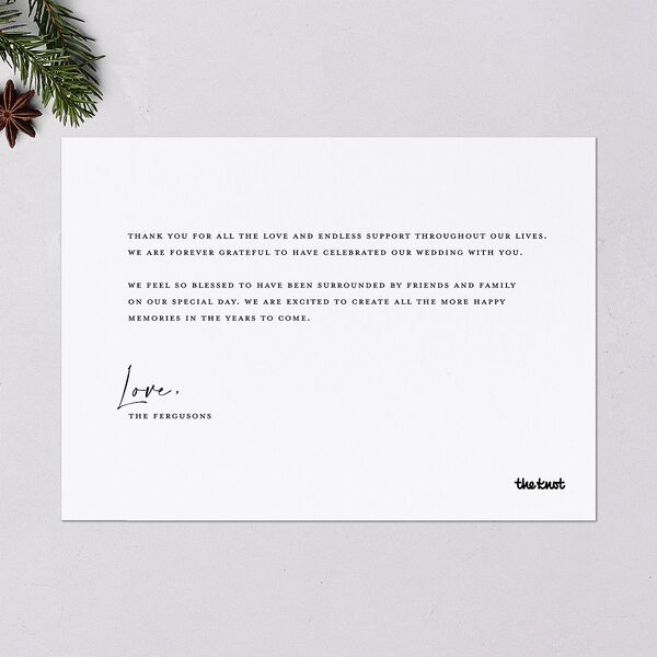 Scripted Thanks Holiday Cards Pure White Signature Blank Standard Landscape