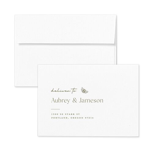 Simple Modern Wildflowers Response Card Envelopes White Dark Camo Return Address Signature Standard