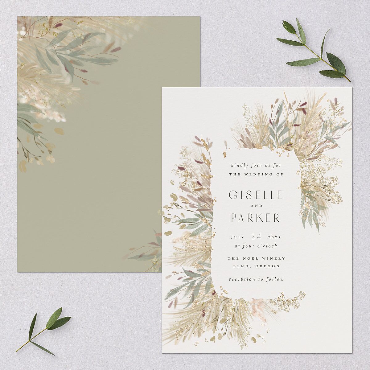 Ethereal Pampas Wedding Invitations — view 1