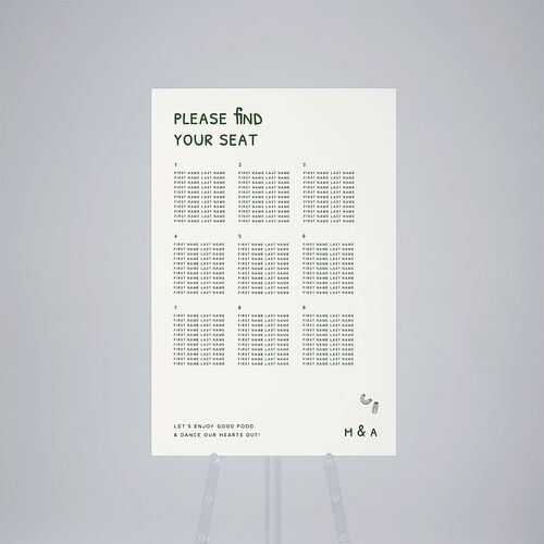 Hand Drawn Recipe Standard Seating Chart Large Dark Camo Standard Outdoor Corrugated L Seating