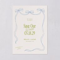 Modern Delicate Bows Save the Date Cards Peridot Signature smooth Blank No Standard