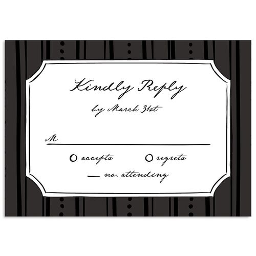 Vintage Candelabra with Bow Wedding Response Cards Charcoal Signature Standard
