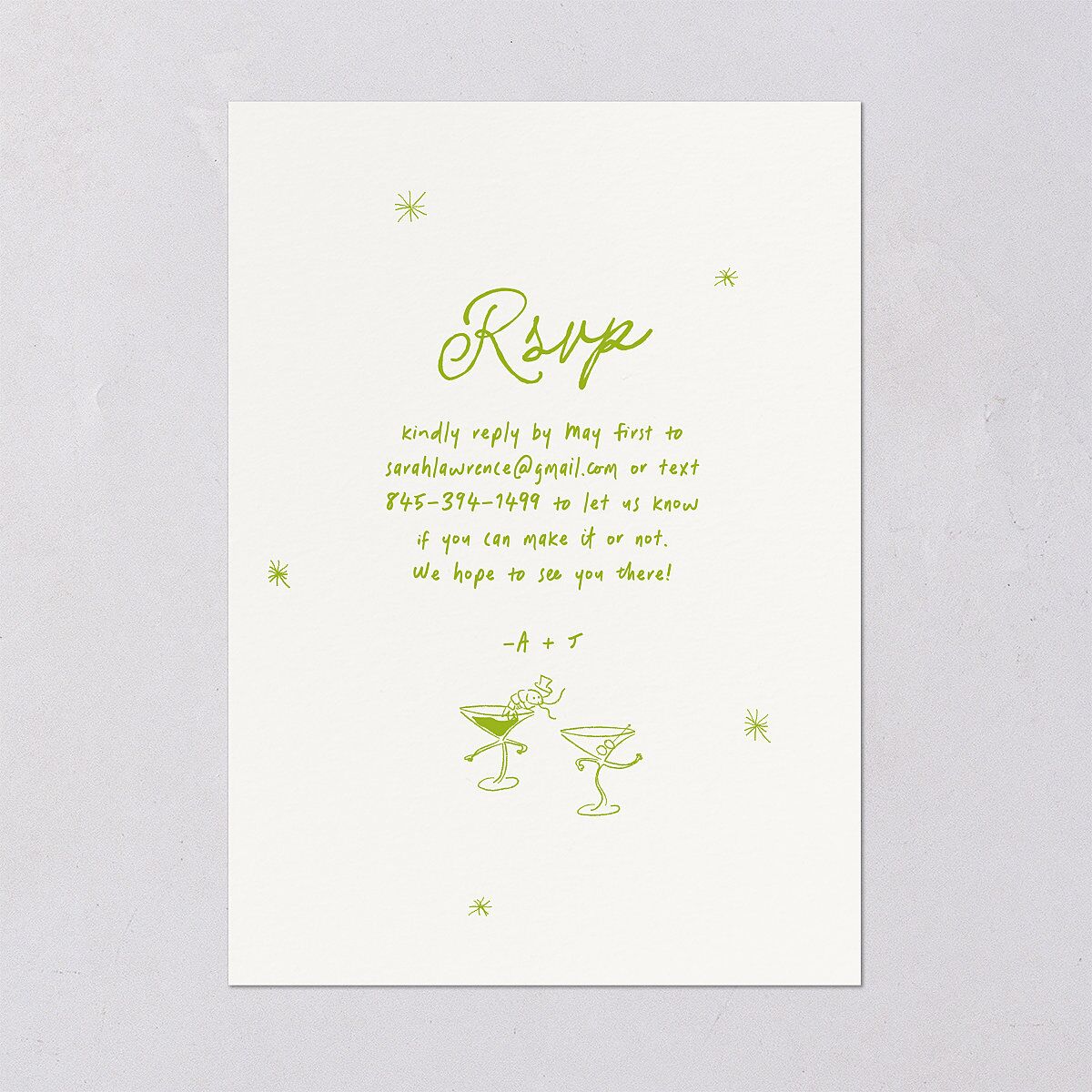 Whimsical Dancing Cocktails Engagement Party Invitations Pear Signature Blank Standard