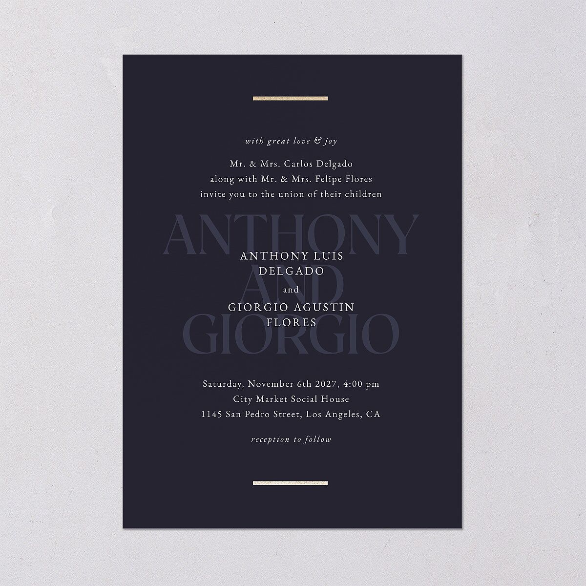 Gilded Bold Wedding Invitations Gold Navy Signature Blank No Standard