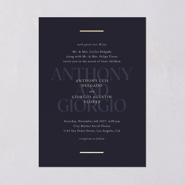 Gilded Bold Wedding Invitations Gold Navy Signature Blank No Standard