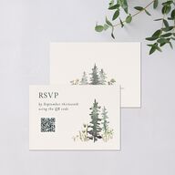 Elegant Mountain Border QR Code RSVP Cards Meadow Signature Standard