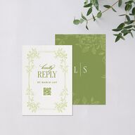 Vintage French Botanical QR Code RSVP Cards Meadow Signature Standard