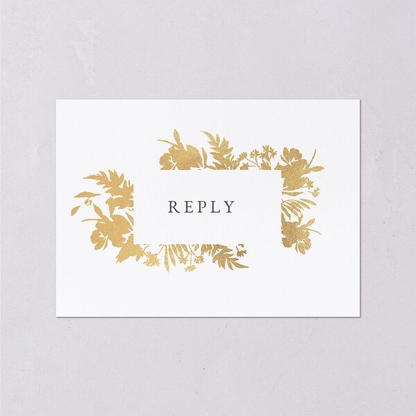 Glistening Garden Wedding Response Cards Gold Linen Signature Standard
