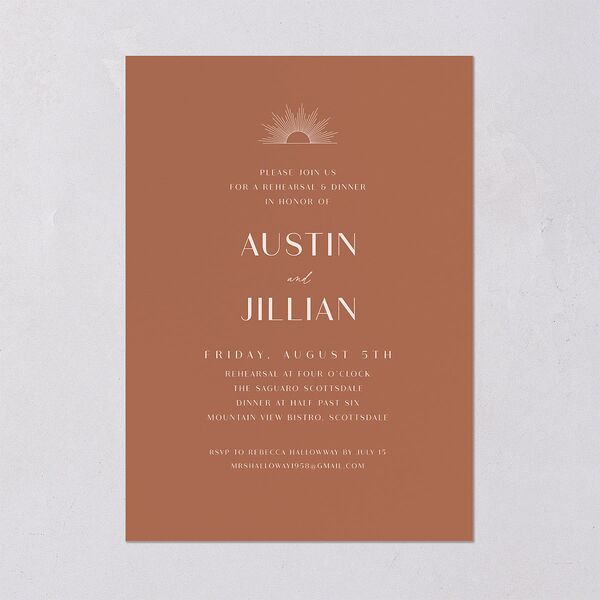 Modern Romantic Rehearsal Dinner Invitations Chestnut Signature Blank