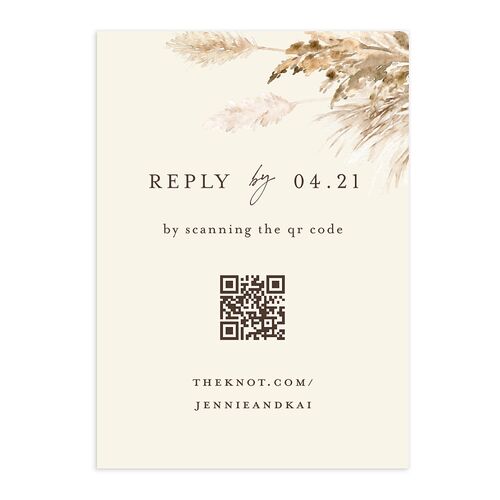 Simple Pampas QR Code RSVP Cards Sepia Signature Standard