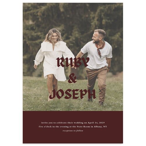 Gothic Fantasy Photo Wedding Invitations Maroon Signature Blank No Standard