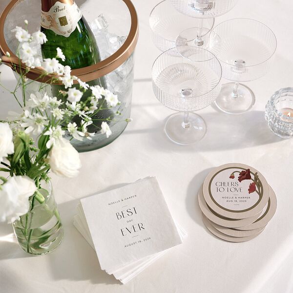 Vintage Nouveau Floral Cocktail Napkins Merlot Napkin Uncoined