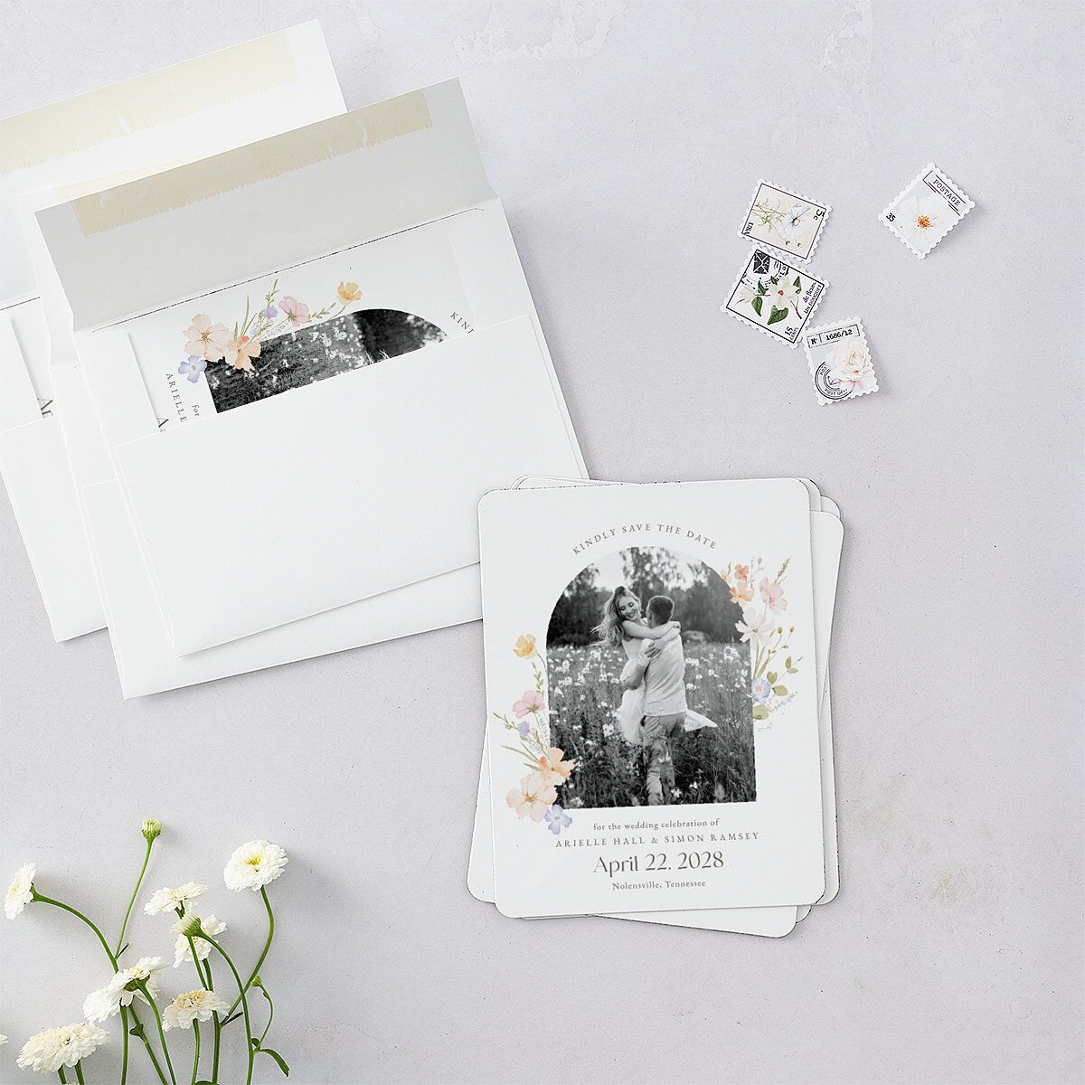 Wildflower Photo Save The Date Magnets Lilac Magnet Paper