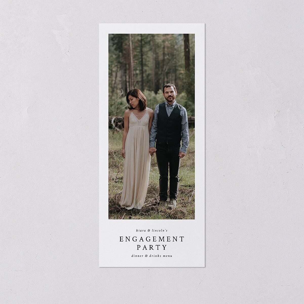Captured Love Engagement Party Menus Pure White Signature