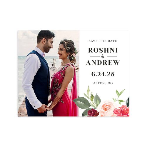 Vibrant Floral Save the Date Petite Cards Raspberry Signature smooth Blank