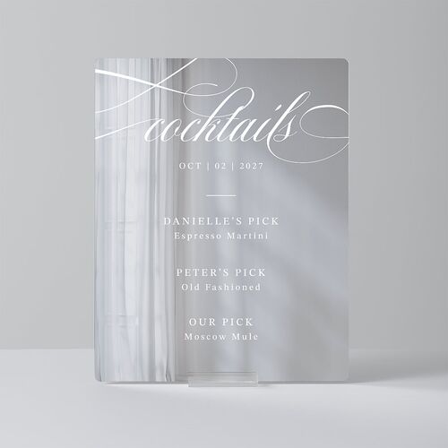 Photo Vow Mirrored Acrylic Bar Tabletop Sign Small Pure White Mirrored Acrylic S Standard Tabletop Bar