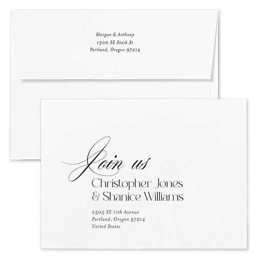 Romantic Movie Poster Wedding Invitation Envelopes White Navy Both Recipient and Return Addresses Standard Signature