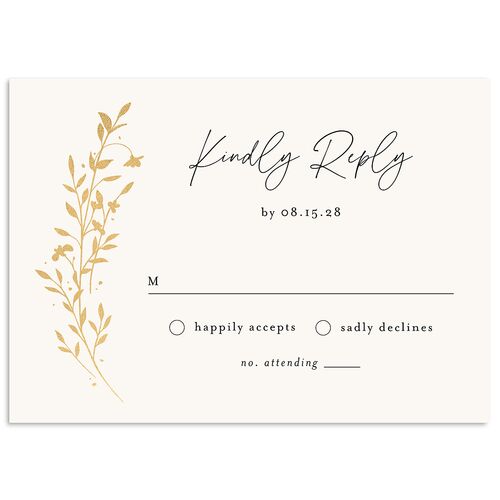 Oval Garland Foil Wedding Response Cards Midnight Gold Signature Standard