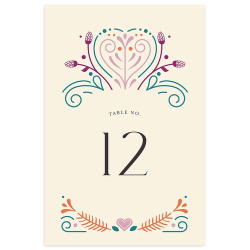 Nordic Folk Table Numbers Soft Berry Signature