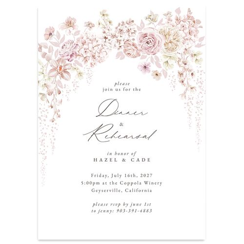 Luxury Floral Rehearsal Dinner Invitations Desert Rose Signature Blank Standard