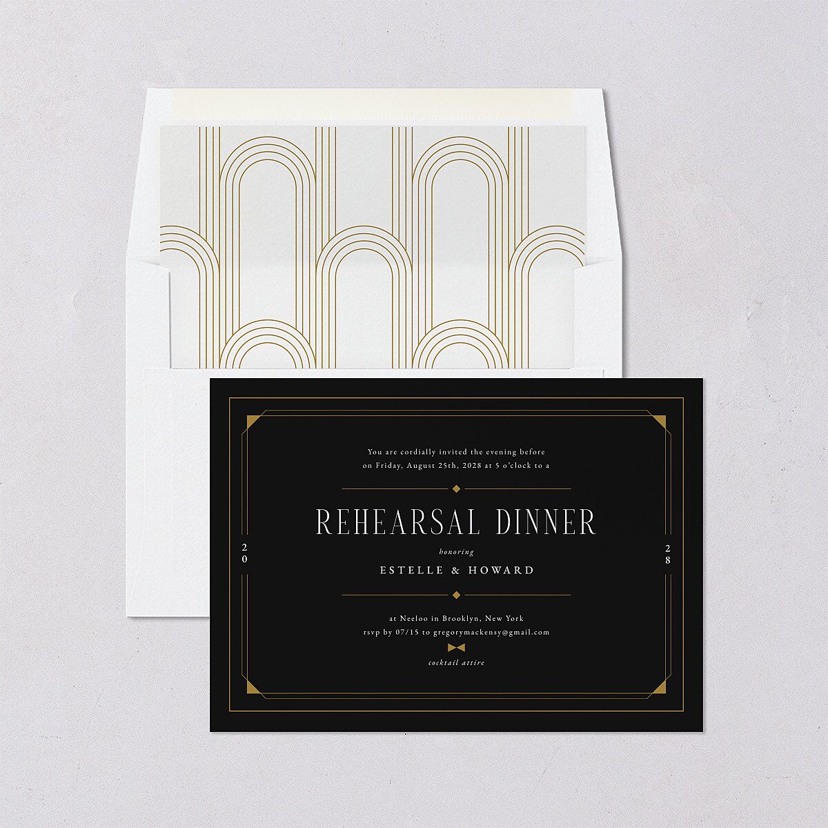 Old Hollywood Glam Rehearsal Dinner Invitations Charcoal Signature Blank Standard
