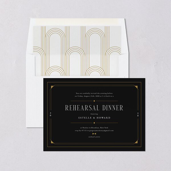 Old Hollywood Glam Rehearsal Dinner Invitations Charcoal Signature Blank Standard