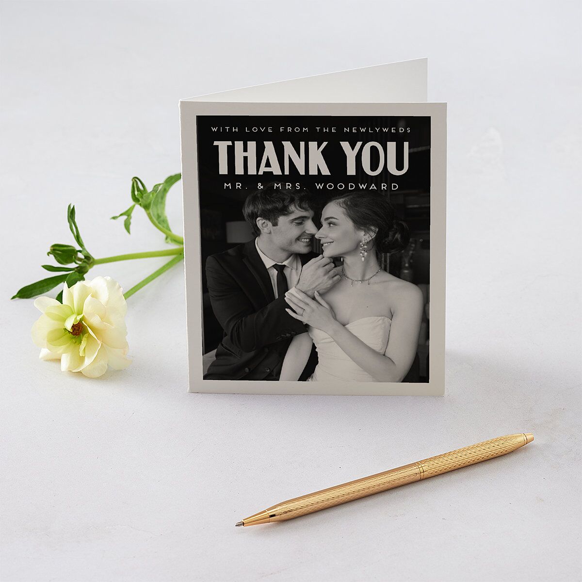 Vintage Art Deco Photo Thank You Cards Off-White