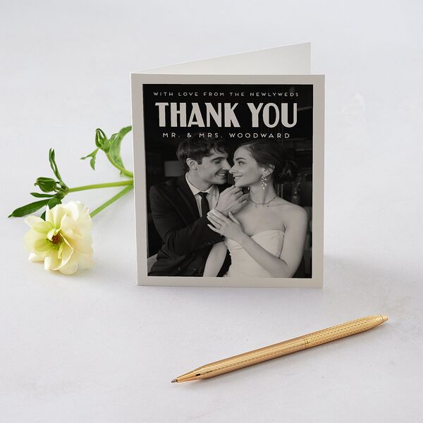 Vintage Art Deco Photo Thank You Cards Off-White