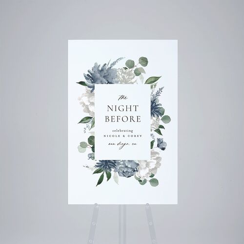 The Night Before Timeless Bouquet Standard Welcome Sign Large Dusty Blue Standard Outdoor Corrugated L Welcome