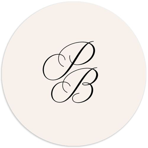Vintage Script Wedding Stickers Pure White Circle