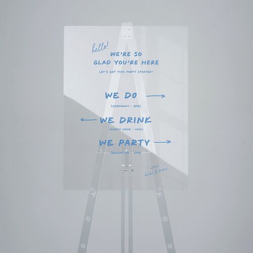 Modern Writing Acrylic Direction Sign Medium Sea Blue Standard Acrylic M Direction
