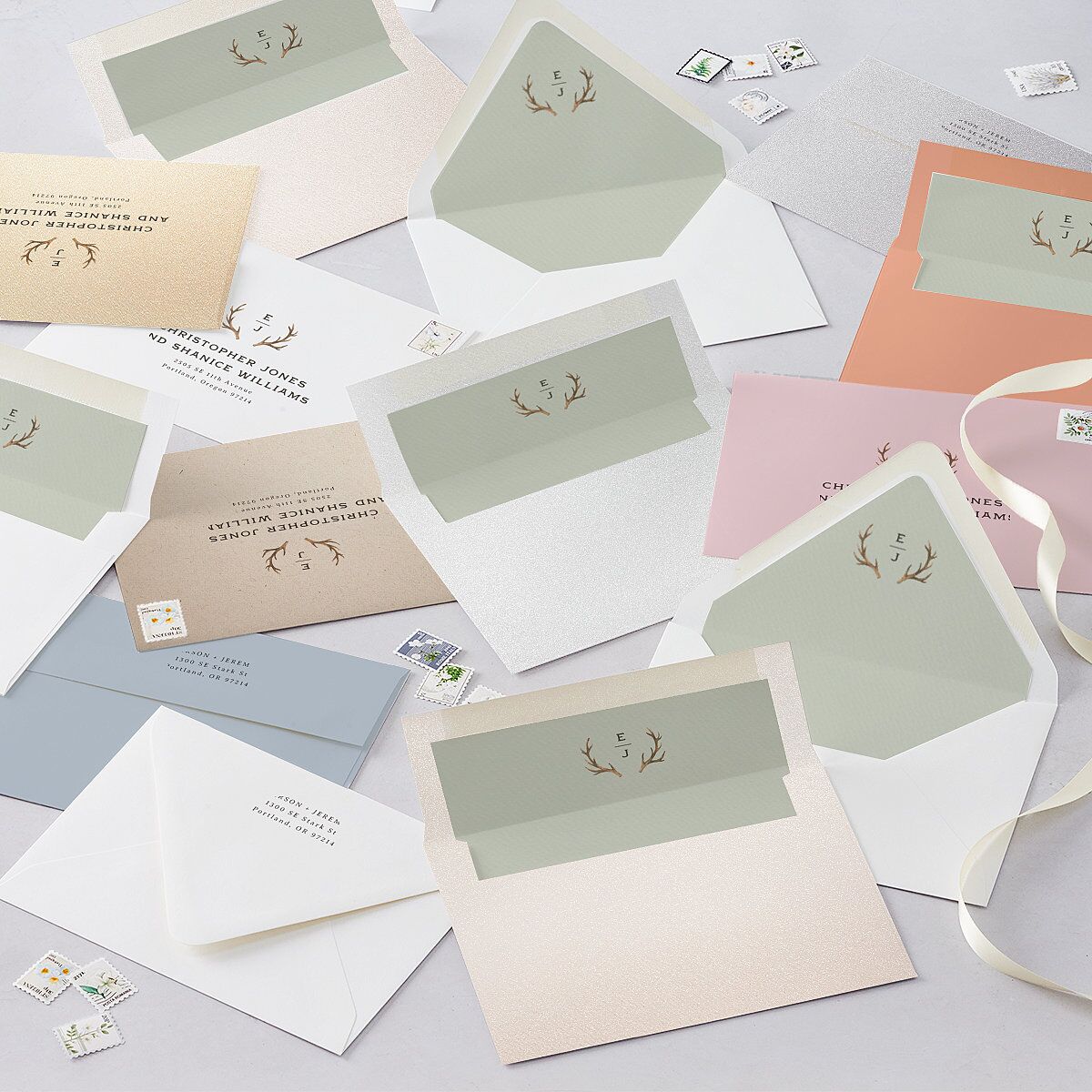 Antler Monogram Mountain Envelope Liners Forest Standard