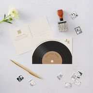 Music Lovers Save the Date Postcards Tan