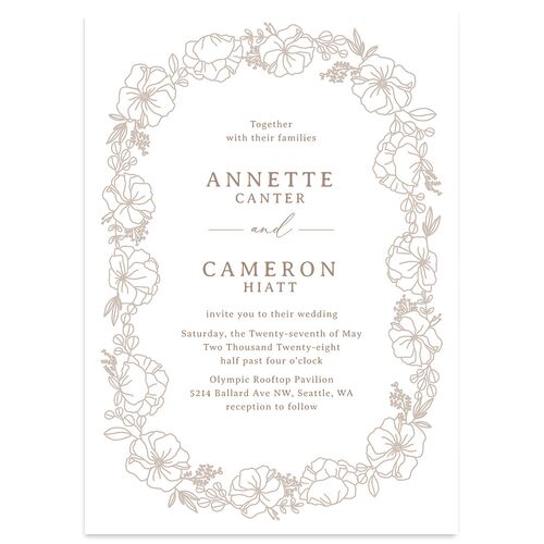 Floral Border Wedding Invitations Fawn Signature Blank No