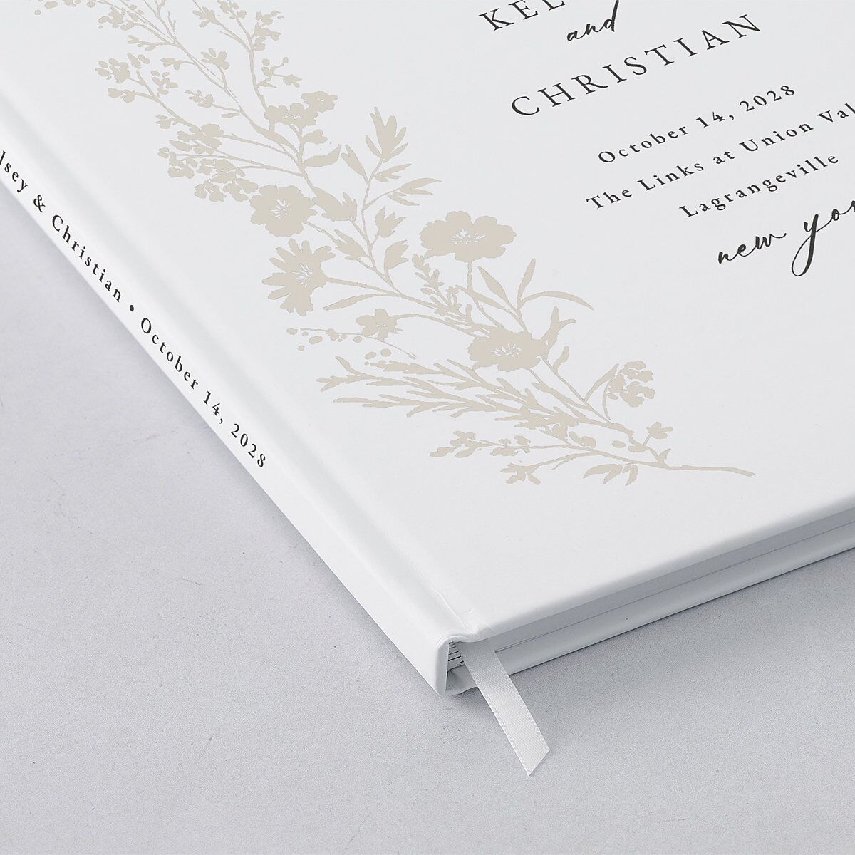 Gilded Wildflower Wedding Guest Book Pure White
