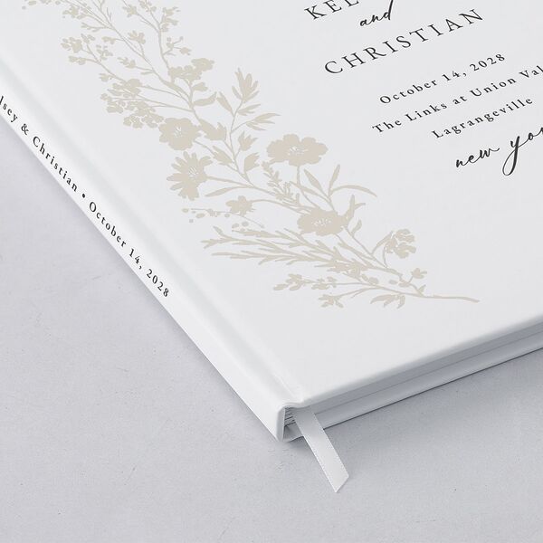 Gilded Wildflower Wedding Guest Book Pure White