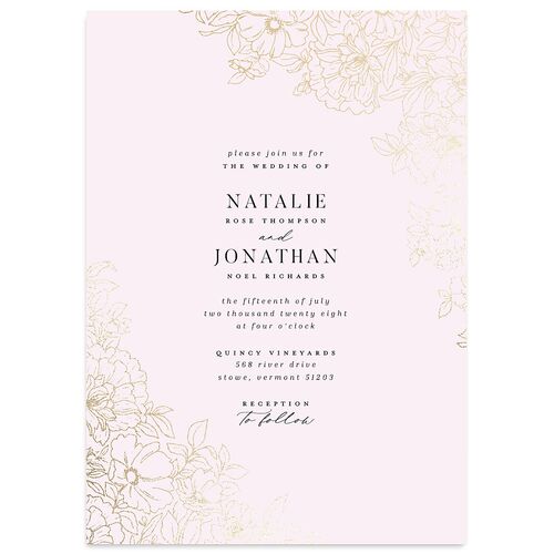 Gilded Florals Wedding Invitations Gold Orchid Signature Blank No Standard