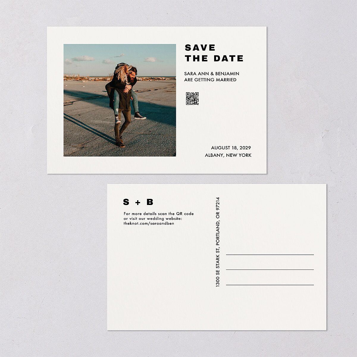 Cinematic Love Story Save the Date Postcards Pure White