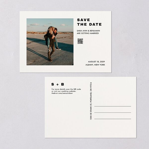 Cinematic Love Story Save the Date Postcards Pure White