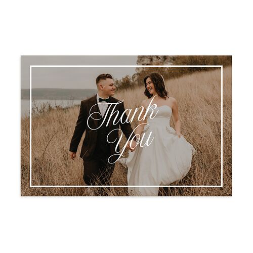 Vintage Script Thank You Postcards Pure White