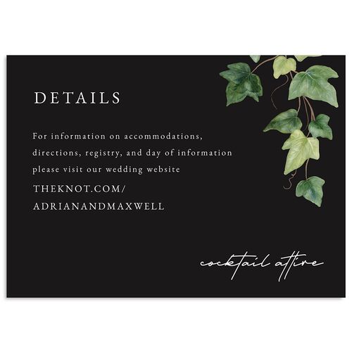 Elegant Ivy Wedding Event Detail Cards Midnight Signature Standard