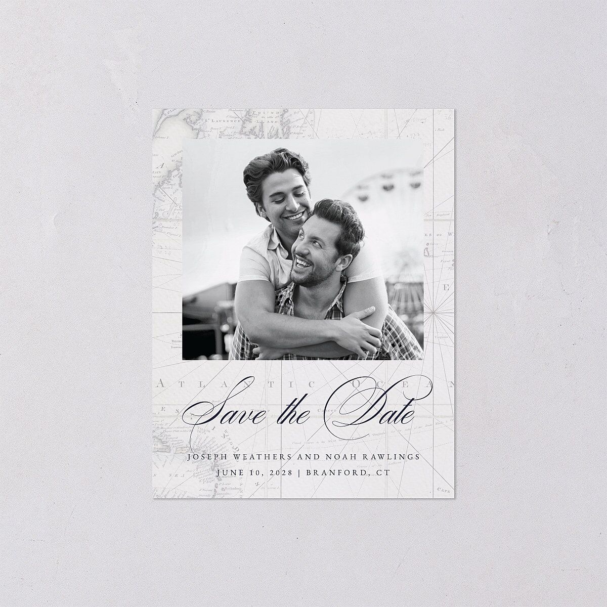 Formal Nautical Save the Date Petite Cards Moody Blue Signature smooth Blank No Standard