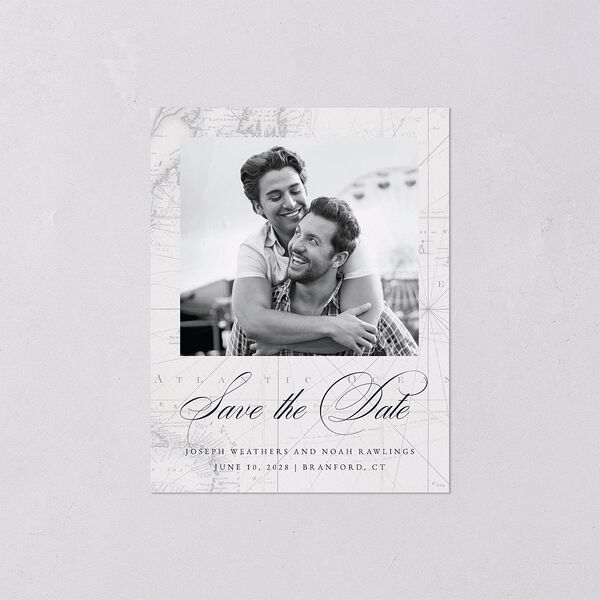Formal Nautical Save the Date Petite Cards Moody Blue Signature smooth Blank No Standard