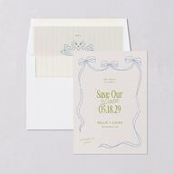 Modern Delicate Bows Save the Date Cards Peridot Signature smooth Blank No Standard