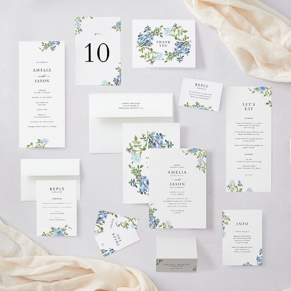 Minimal Floral Place Cards Ocean Signature