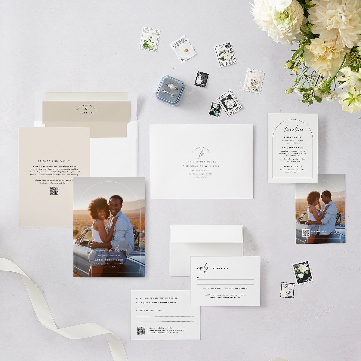 Arched Photo Wedding Invitations Sand Signature Blank No Standard