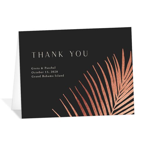 Lavish Palm Thank You Cards Rose Gold Licorice